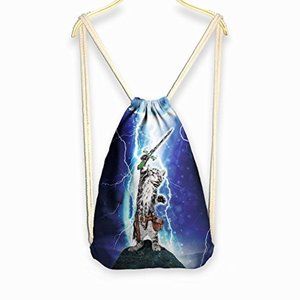 NWT Wizard Cat Canvas Backpack Laptop Carry All Tote Bag Festival Rave Gym Bags